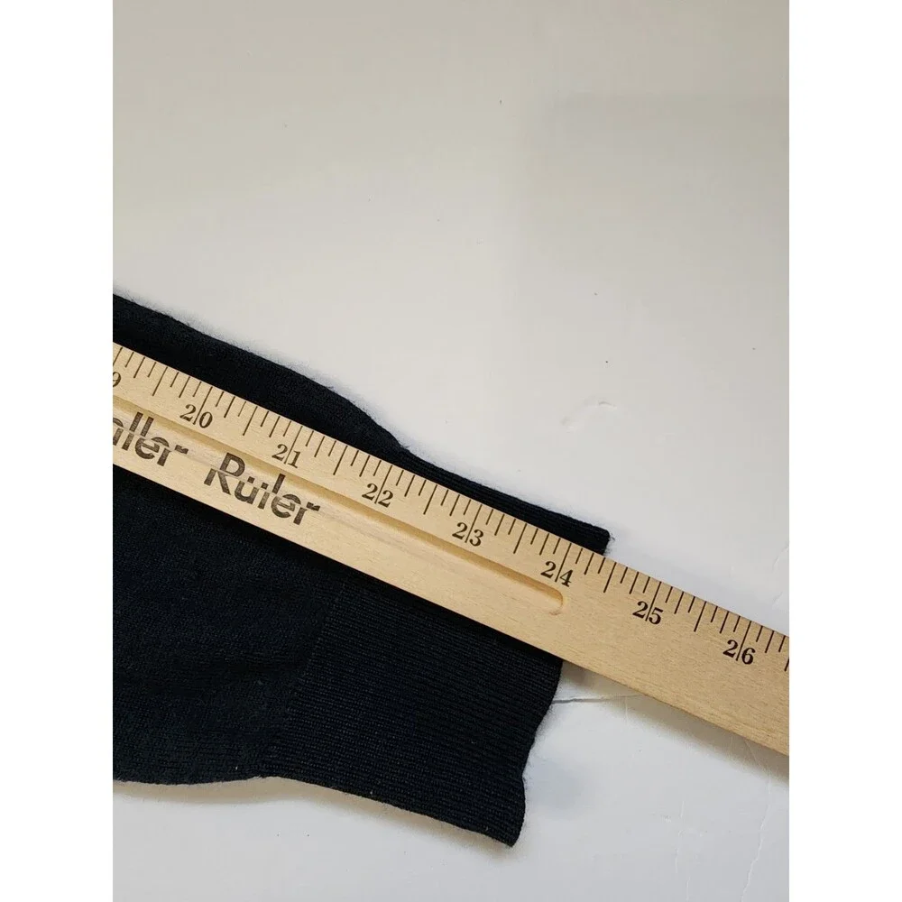 Toscano Sweater Mens Medium Navy Blue Merino Wool Blend V-neck Elbow Patches